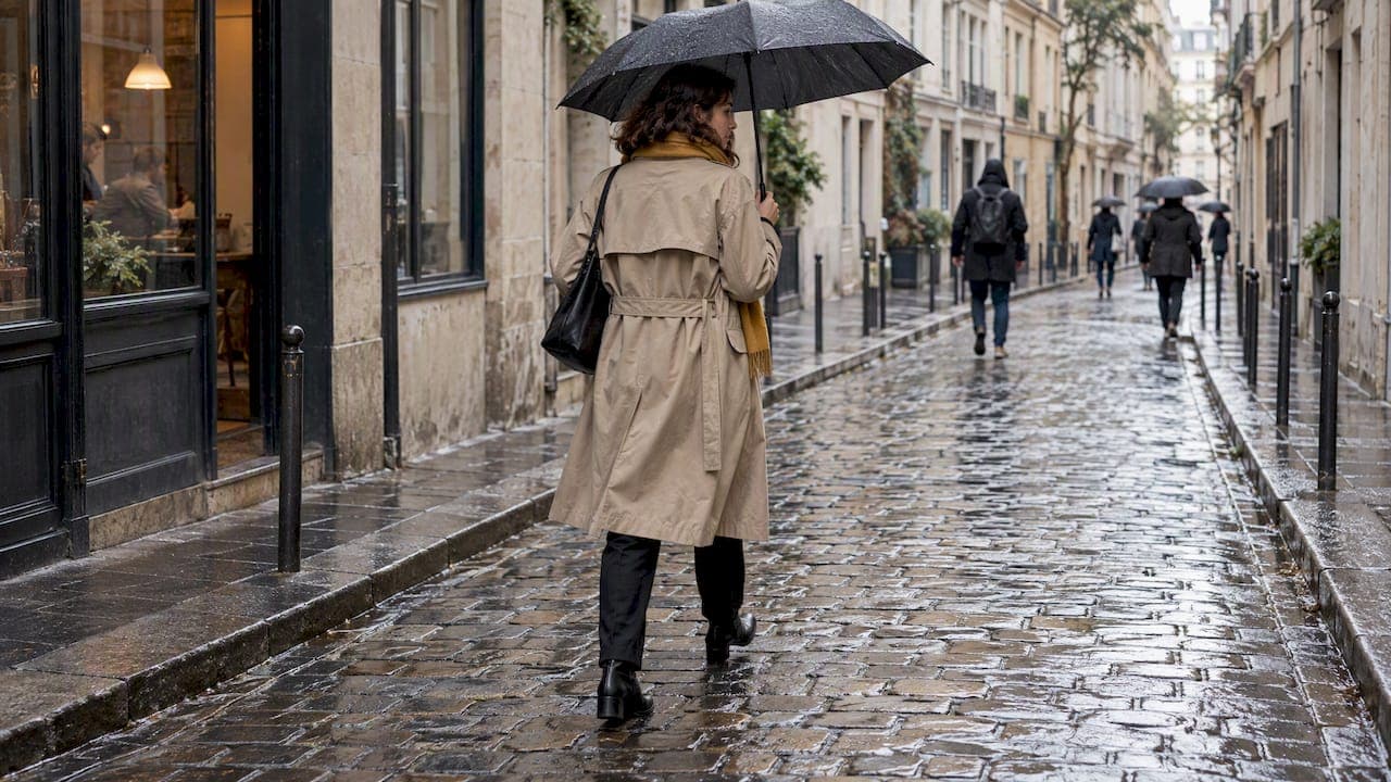 Paris Weather Outfits: 4 Copyable Looks for Rain and Cobblestones